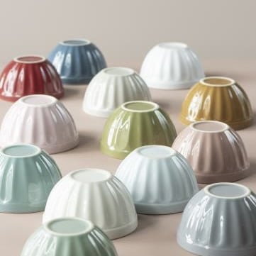 Ceramic bowls in summer colors